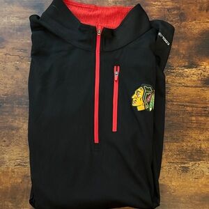 Columbia Black and Red Men's Quarter-Zip Hoodie